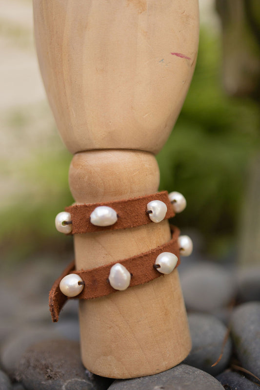 BROWN SUEDE LEATHER DOUBLE WRAP BRACELET